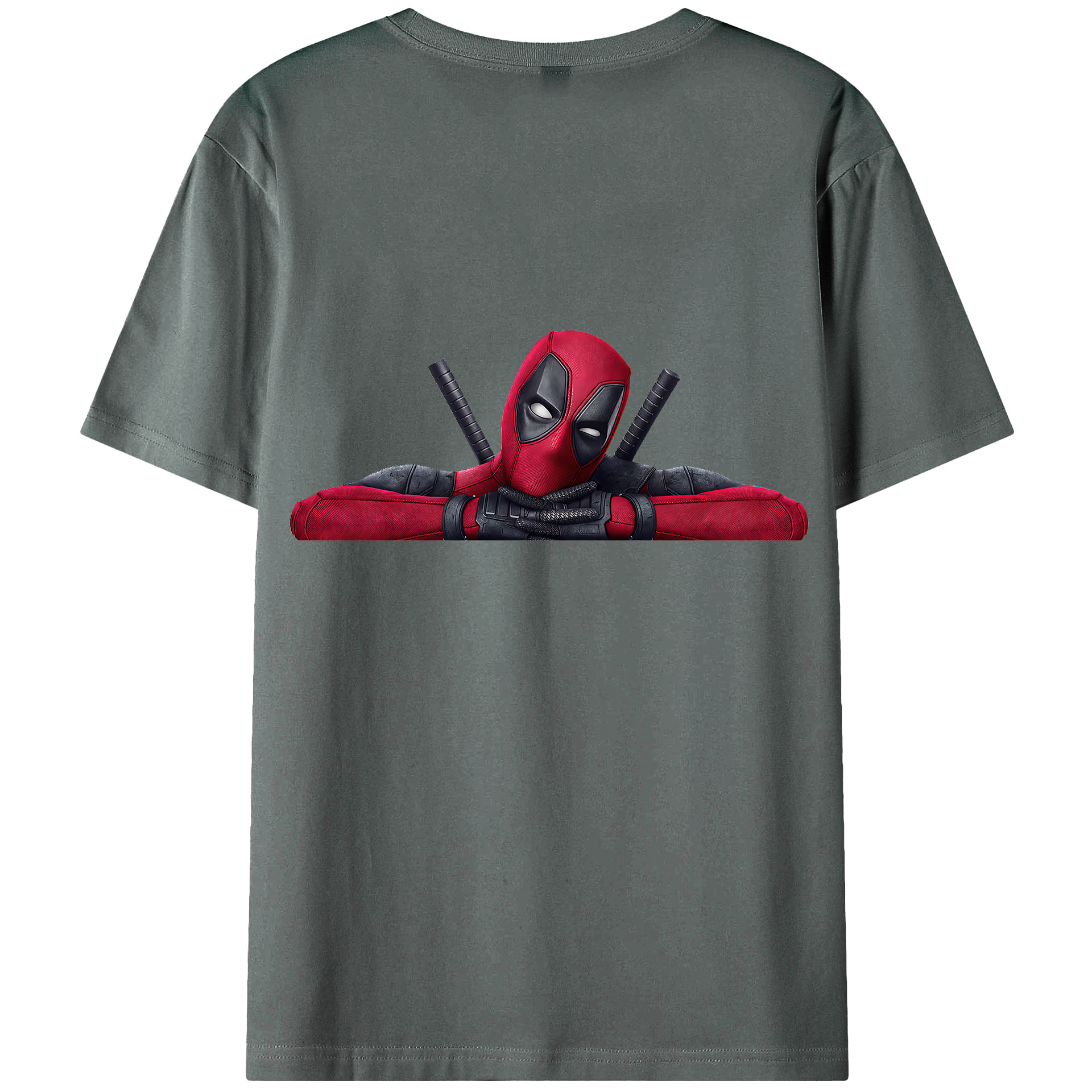 （画像用） Deadpool デッドプール 綿100％ メンズ半袖Tシャツ（バックプリント） 通気性